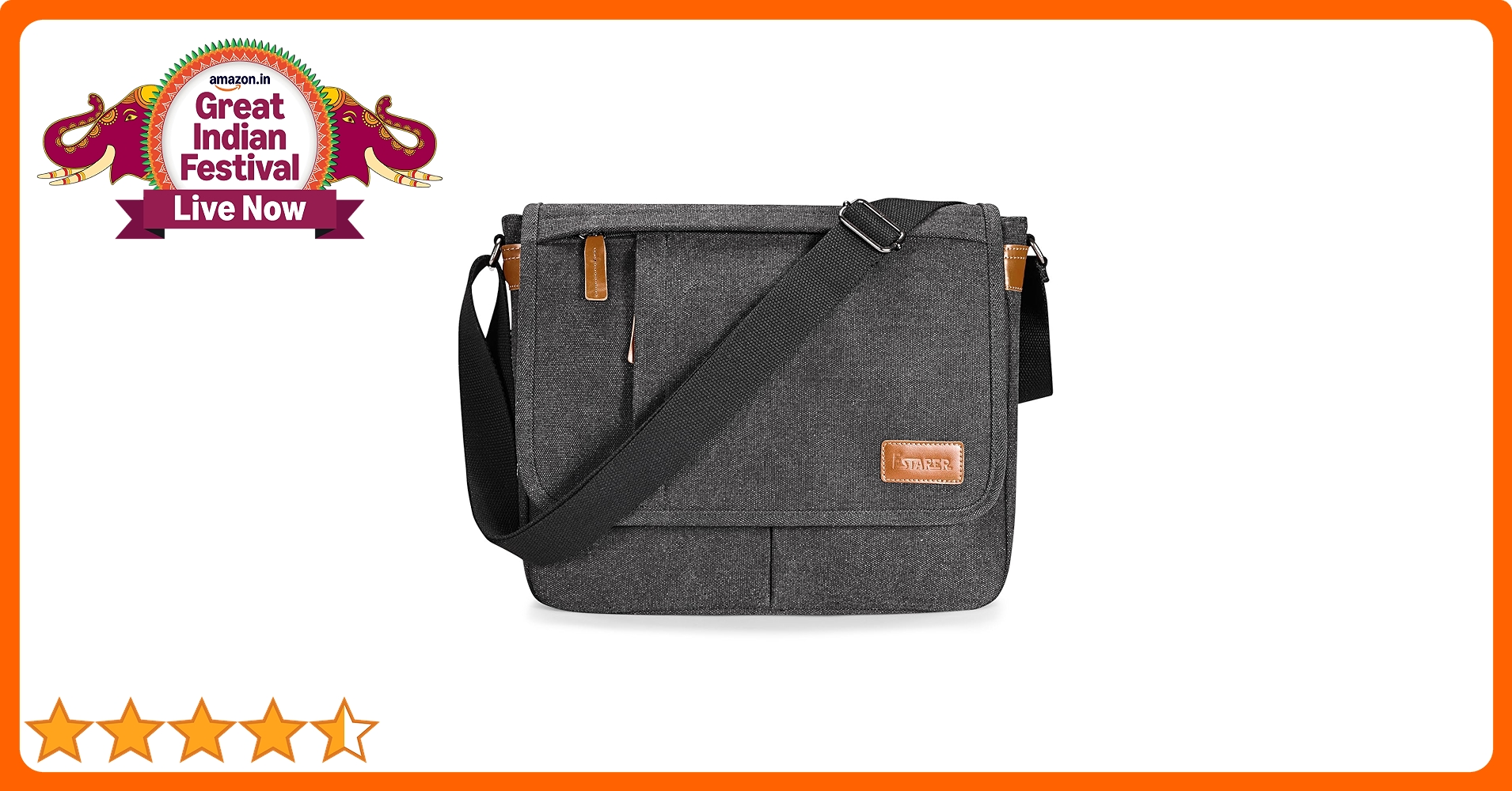 Estarer Vintage Canvas Messenger Bag, LightWeight 13 Inch